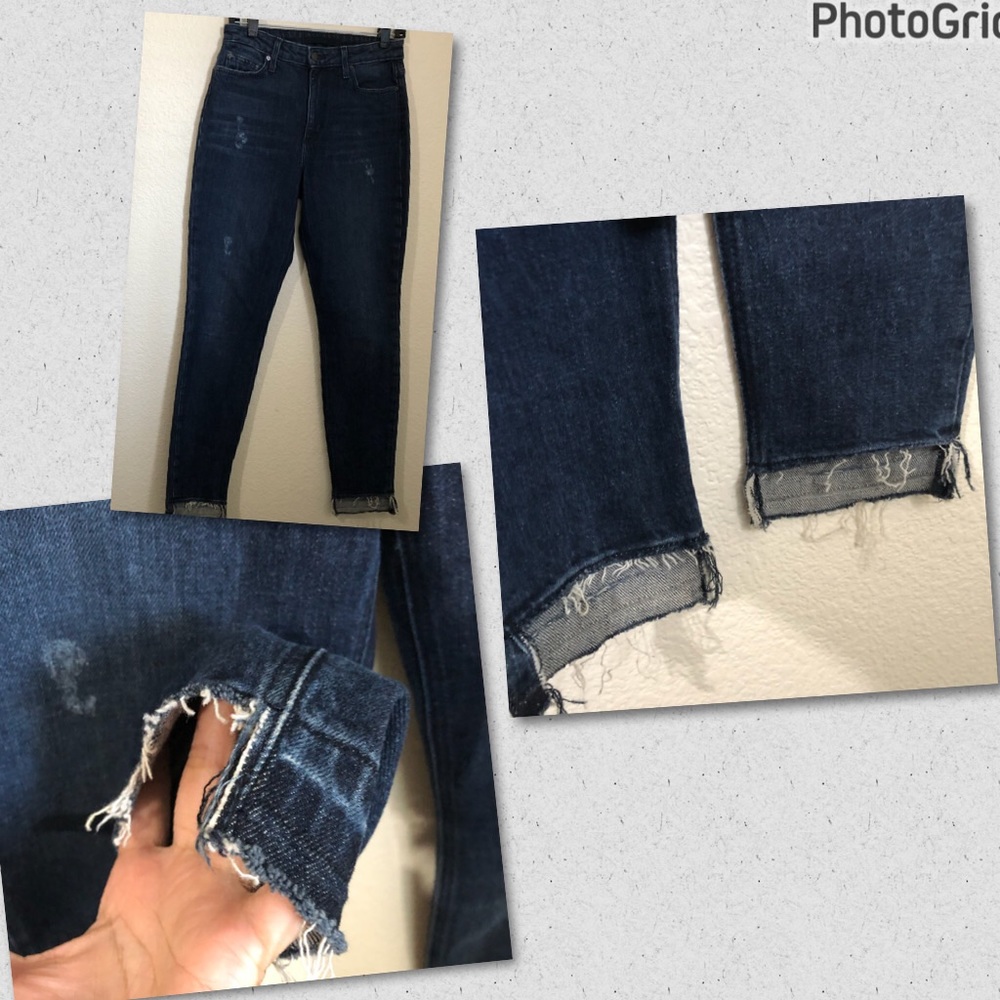 JOE'S JEANS The Charlie High Rise Skinny Ankle Dark Wash Jeans Uneven Hem NWOT